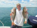 As we motored to Lynyard Cay, we caught two nice Mutton Snappers.