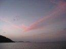 The pink sky at Christmas Cove