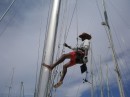 First guy up the mast - glad it
