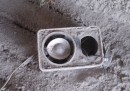 Audio speaker fallen down into the ash