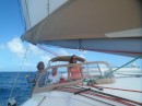 Sophie at the helm St Lucia