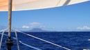 A rare day under spinnaker en route to St Kitts, seen ahead