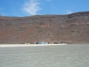 This is the waterway which divides Espirtu Santo island from Isla Partida, this is a fishcamp in the backgroud.