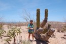 Me in front of a funny looking cactus. Ian thinks it looks like a man on his back with his legs and arms in the air.