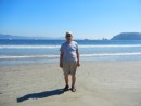 Dad on the beach in Tenacatita with the anchored boats behind him.