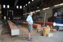 Mystic Seaport Museum - guy working on the mast for the Morgan