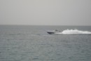 Futuristic speed boat off St. George