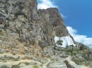 The Hozoviotissa monastery was cut out of the rock by the monks.  Currently there are 4 monks left in the monastery.  