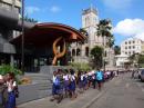 school girls in Suva: in front of the cathedral