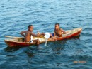 Village children aboard their canoe, Esmeralda, Isla Del Rey, Perlas, Panama