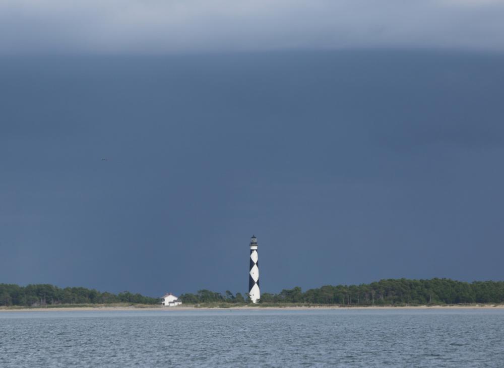 Cape Lookout Lighthouse, North Carolina with heavy rain approaching.