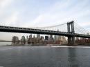 Heading to New York City under the Brooklyn Bridge, New York.