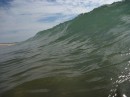A great optical illusion of the gigantic surf near Beaufort, North Carolina.  