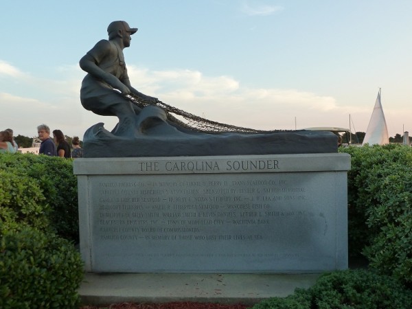 The Carolina Sounder memorial dedicated to all those who have lost their lives at sea.  Morehead City waterfront, North Carolina, USA
