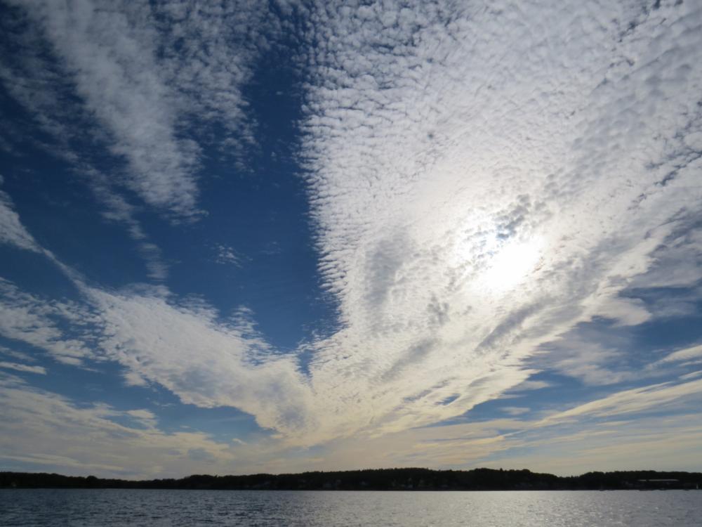 Mackerel sky coming in from the west, Penobscot Bay, Maine, USA