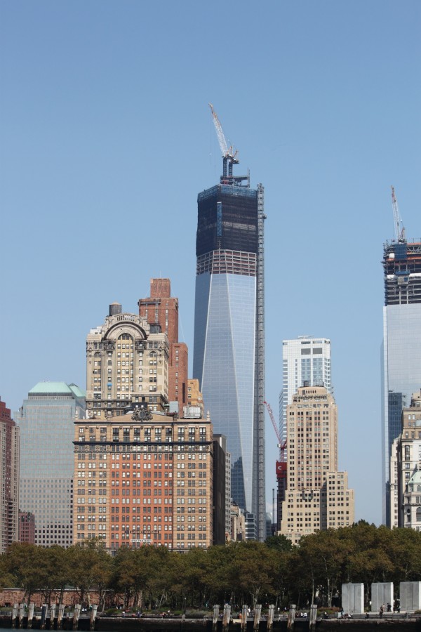 Two of the new World Trade Centre towers under construction in New York, USA