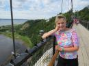 Trying to look relaxed on the footbridge across Chute Montmorency, near Quebec City.
