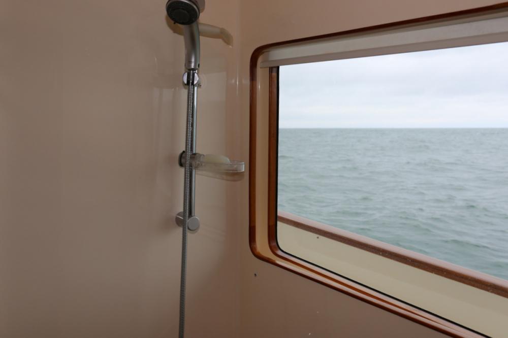 The view when taking a shower at sea.  Conditions have moderated.