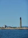 107 foot Petit Manan lighthouse which was reinforced with steel rods in 1887 to prevent it from swaying in high winds.