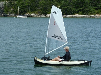 Maynard getting his fix of sailing with the new Hobie Mirage kayaks we have onboard.