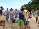Partying on the beach at Red Frog Beach, Bocas del Toro