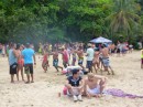 Dancing on the beach at Red Frog Beach on Panama national holiday