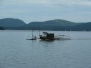 A marvelous method of moving truck loads of goods from island to island (in calm conditions) near North East Harbour, Mount Desert Island, Maine 