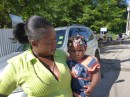 Mum and baby in the street at Port Antonio, Jamaica
