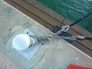 Instead of using chafe guard on lines at a surging dock, vessels splice chains onto their lines which is far more sturdy