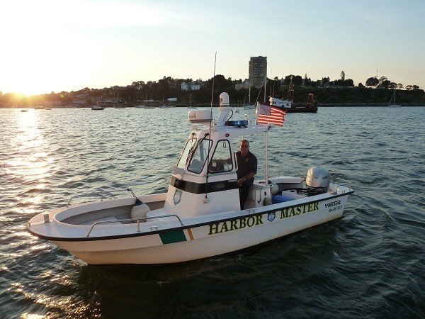 Harbor Master Kevin Battle back to say hi to Vanish in Portland Harbor, Maine, USA