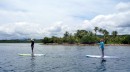 Maynard and Vicki stand up paddle boarding in the San Blas Islands, Panama