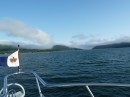 Fog coming into our anchorage at Somes Sound (near Bar Harbor), Maine