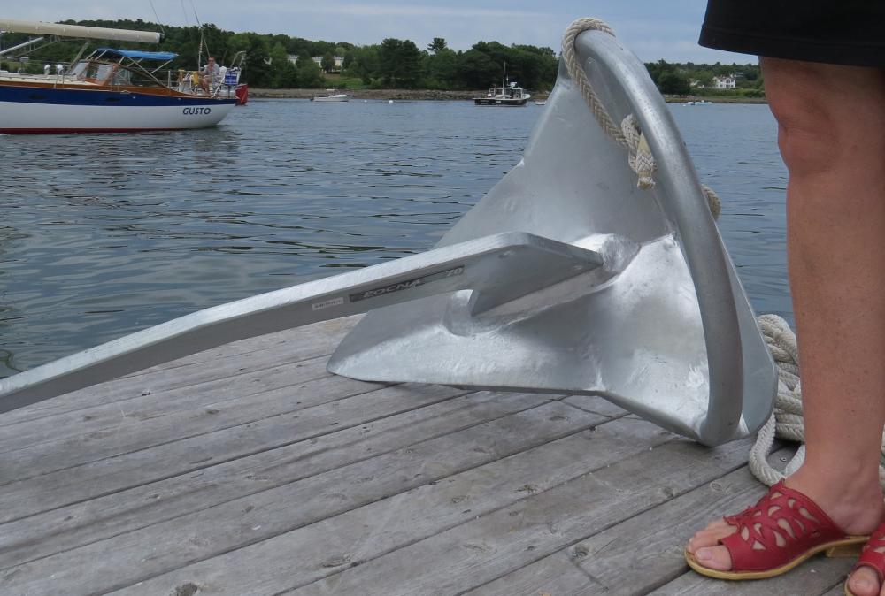 This shows the size of our new Rocna anchor.