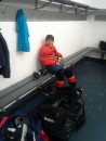 Nephew Adoni before hockey practice at the 10/30 hockey arena in Brossard