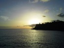 Anse de la Barque anchorage at sunset