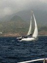 Picaro under sail to Dominica