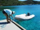 Cat taking care of the dinghy!