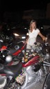 Linda checking out this highly decorated Harley...the Italians love there boats and motorcycles
