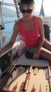 Linda winning at another game of Backgammon. One of our favorite past times together. 