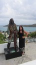 Olivia and Statue of Captain Jack Sparrow 