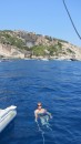 Patty enjoying life aquatic in the beautiful clear blue Ionian waters