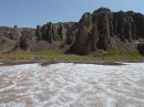 The crater bed. The white material is Sodium Phosphate...