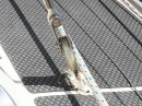 The temporary deck fitting repair using Marlow braided rope