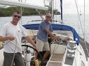 Leaving Bermuda through The Cut. Mark and Graham