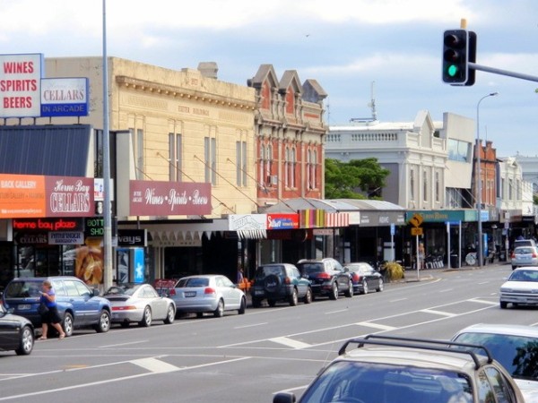A view of the main street in Ponsonby, which extends for a mile or more, with a mix of the old and new.