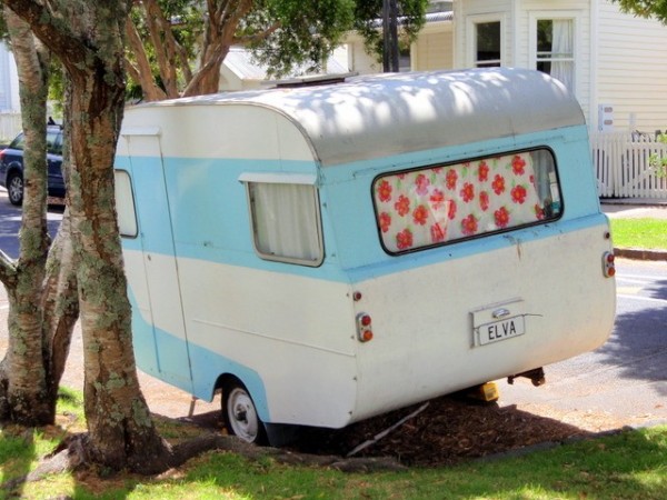 Kiwis love their "caravans" - camper trailers. This one even has a name!
