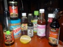 Linda made spring rolls one day, but did not have any bottled hoisan sauce - so she made her own, with this assortment of ingredients! (I don