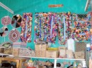 Some of the handicrafts available in the Labasa market; we bought one of these round hooked rugs, made from very brightly colored cloth strips.