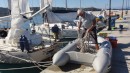 We used the dinghy to wash the ropes