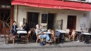 Tim sat at cafe in Montmartre.